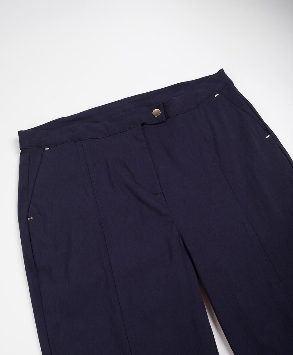 Pantal&oacute;n mujer azul detalle dorado