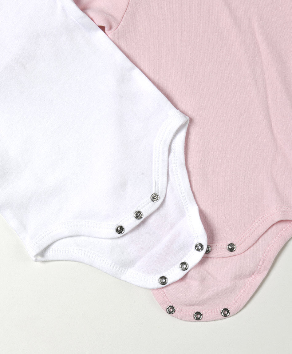 Pack 2 bodies beb&eacute; blanco y rosado manga larga