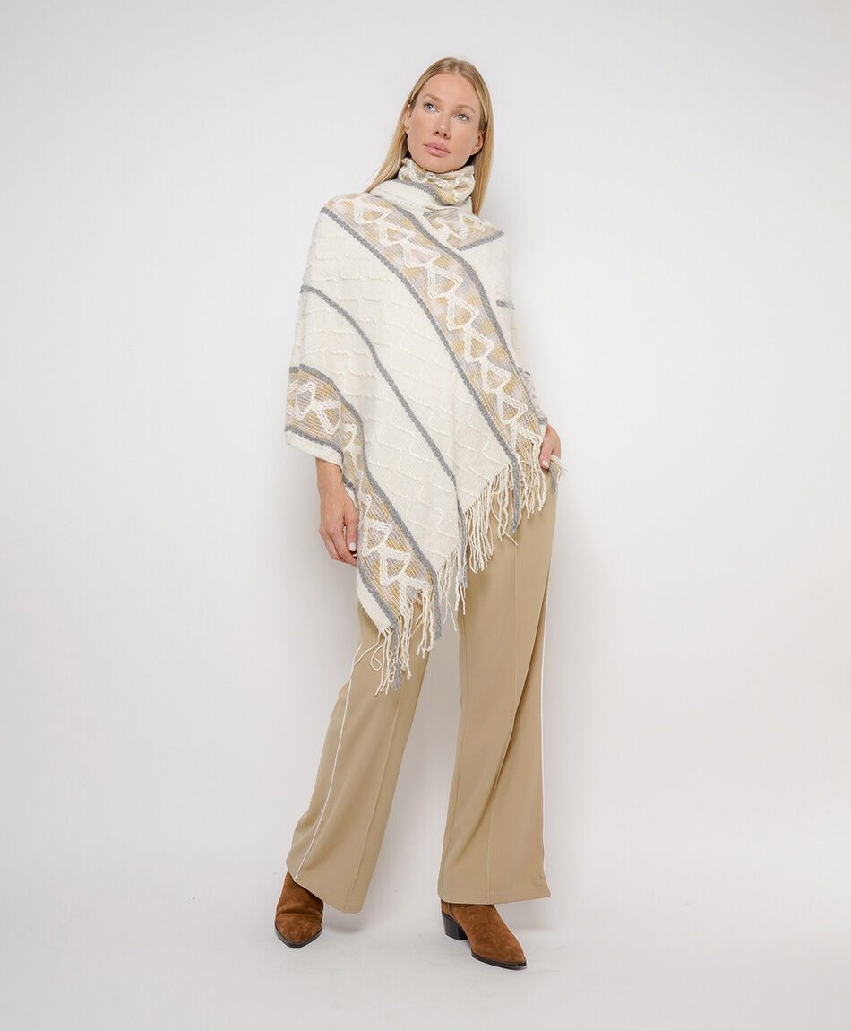 Poncho mujer rombos cuello alto