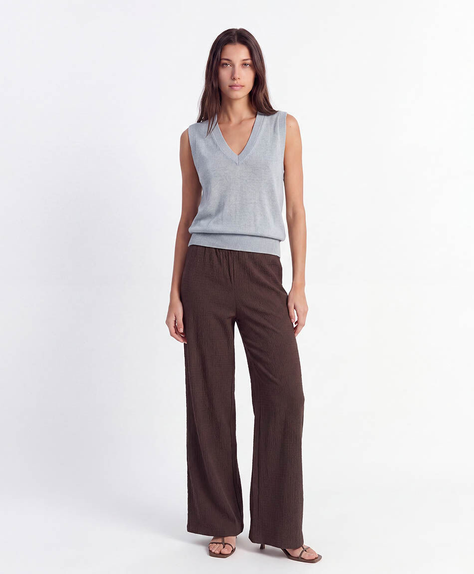 Pantal&oacute;n mujer wide textura