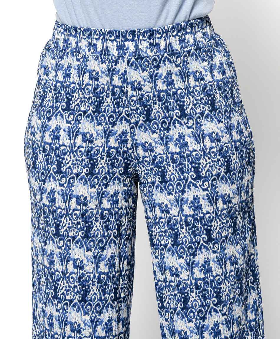 Pantal&oacute;n mujer jacquard azul