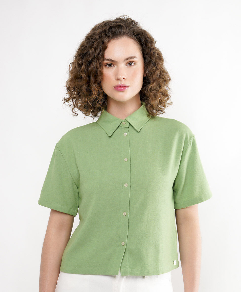 Camisa mujer manga corta verde