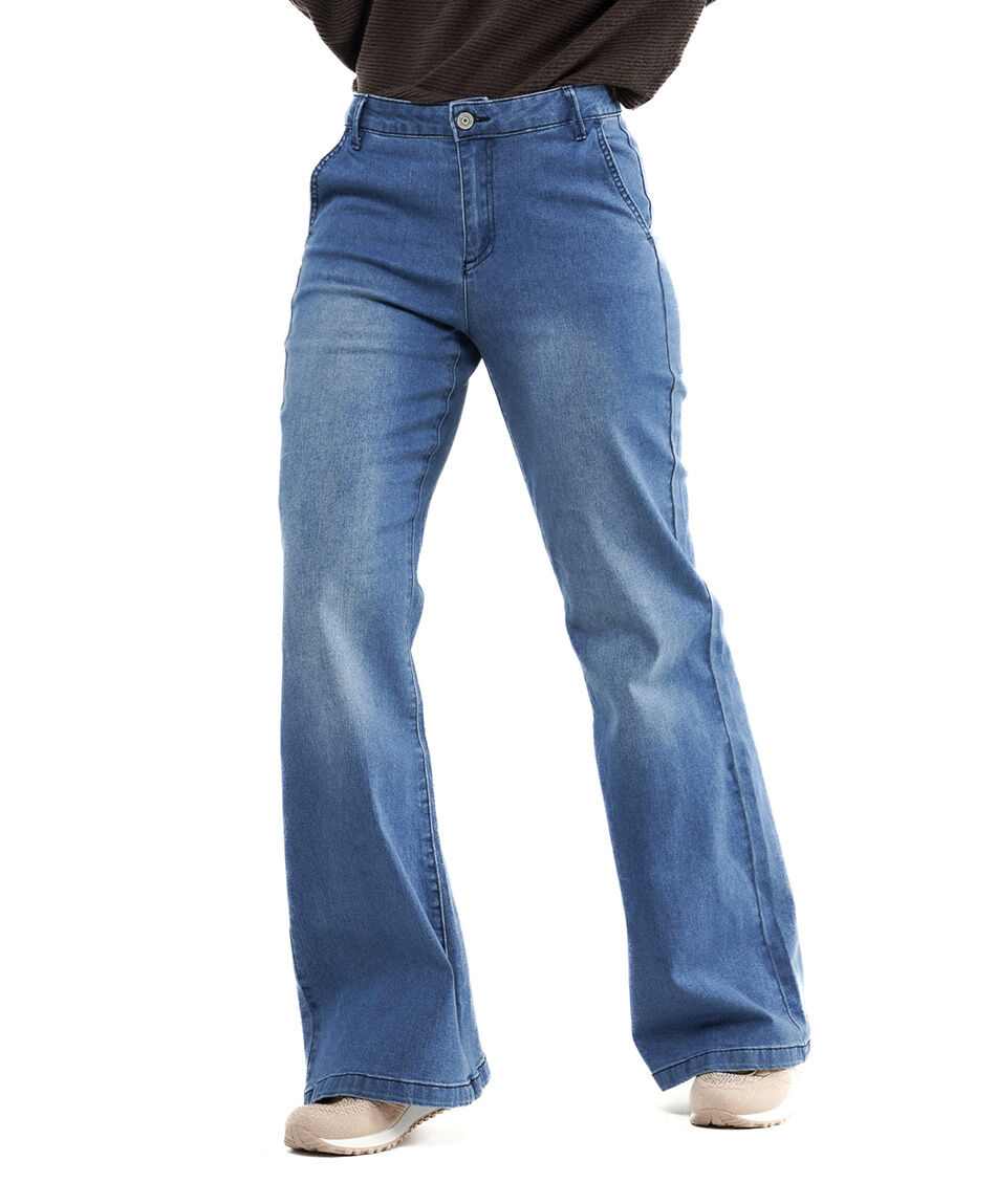 Jeans mujer bolsillo lateral wide