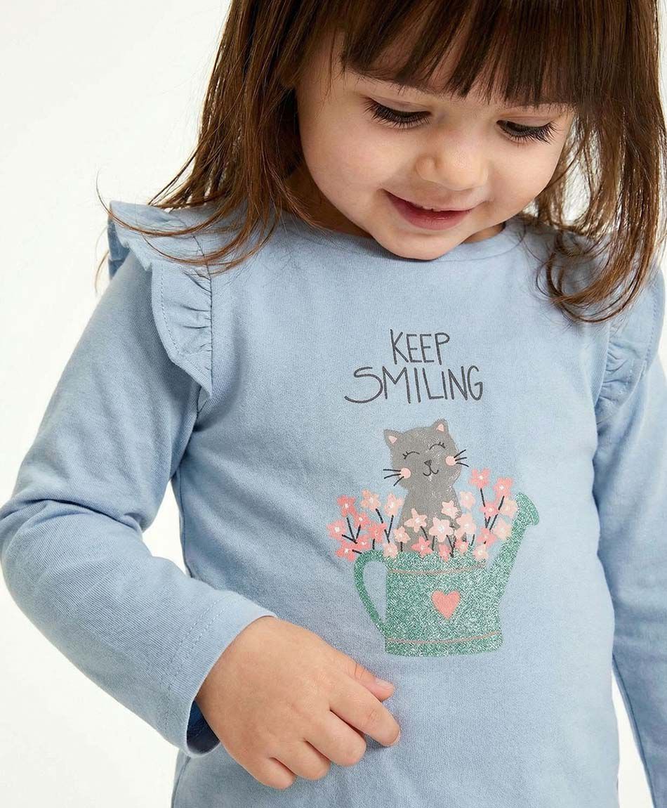 Remera beb&eacute; estampado gatito feliz