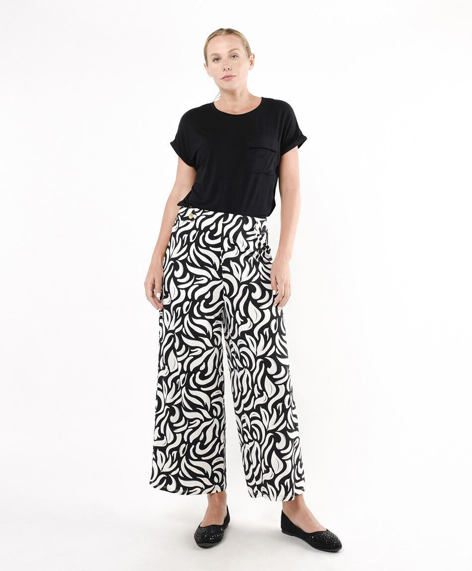 Pantal&oacute;n mujer hojas palazzo