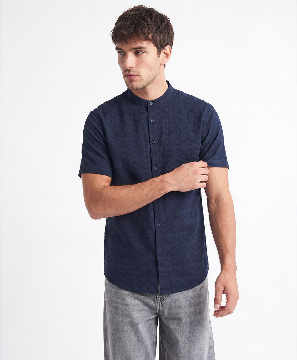 Camisa hombre patr&oacute;n navy