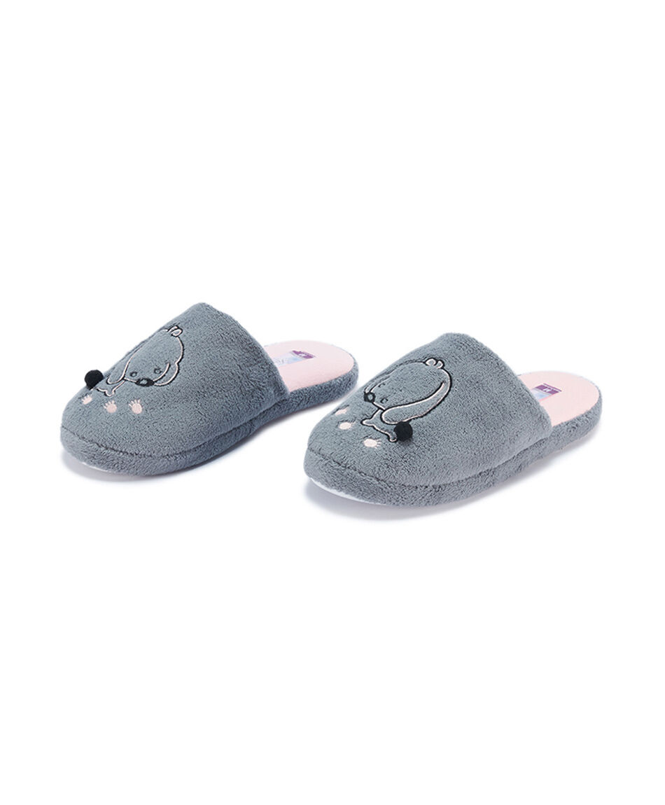 Pantuflas mujer perrito grey