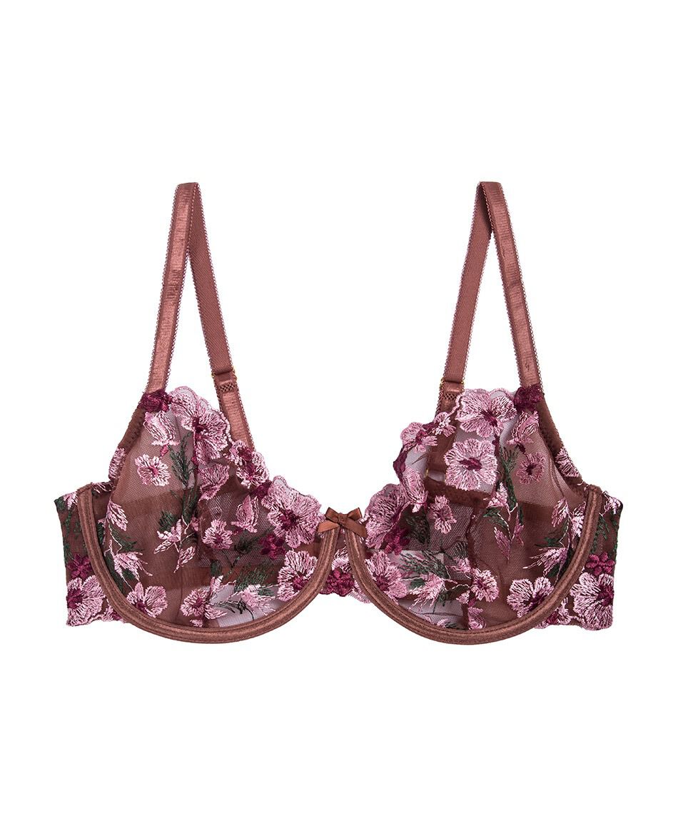 Corpi&ntilde;o mujer mesh flores bordadas