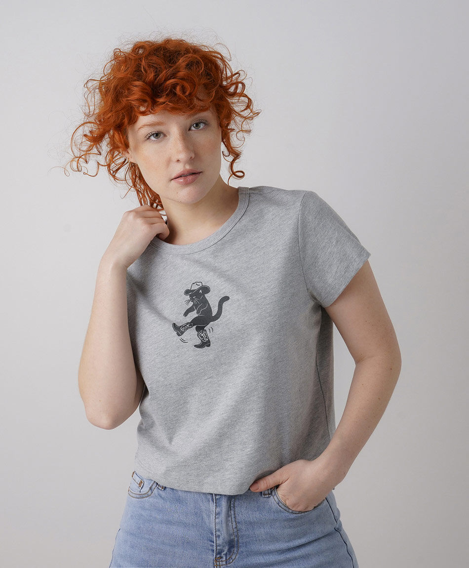 Remera mujer gato cowboy crop