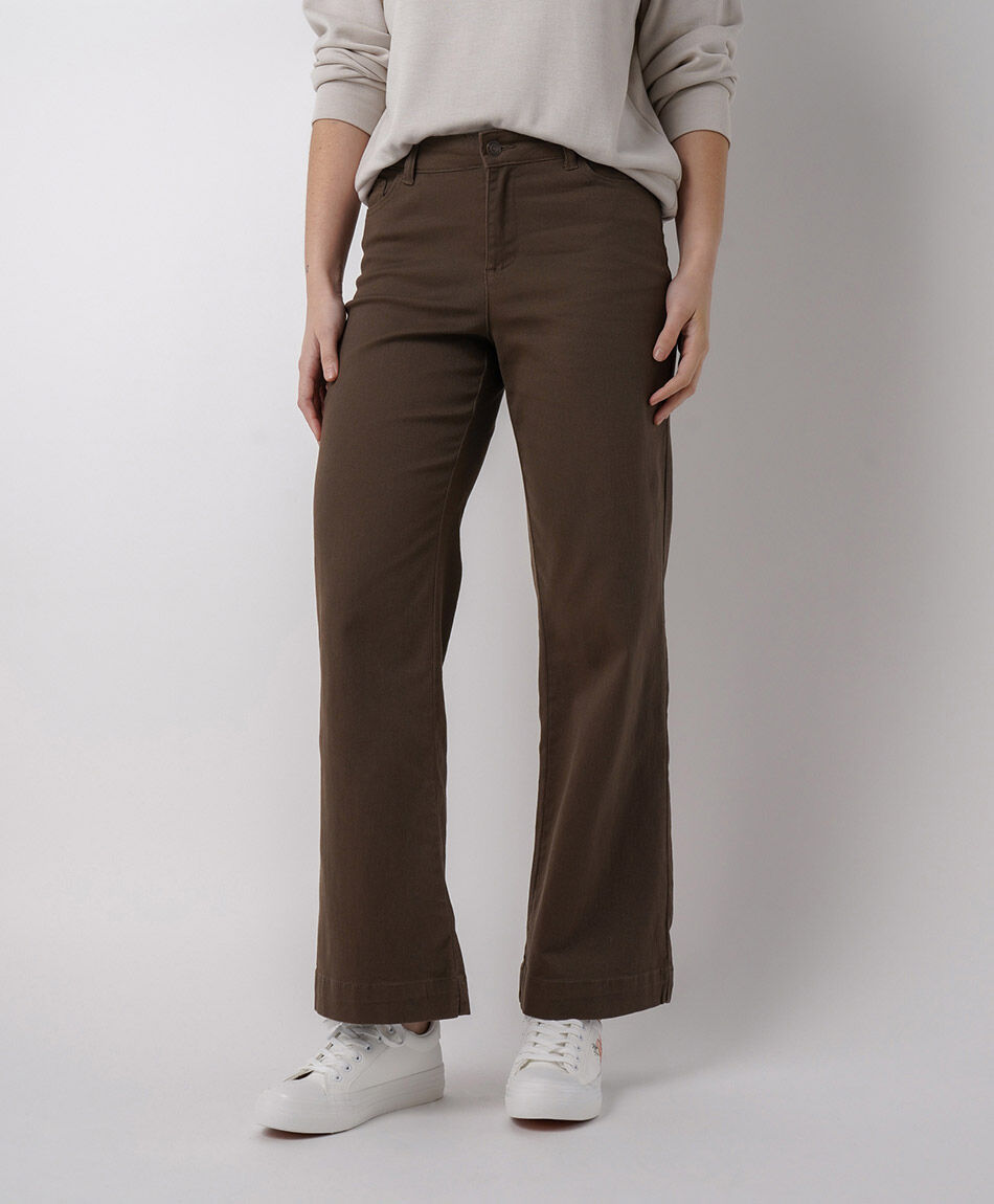 Jeans mujer wide leg chocolate