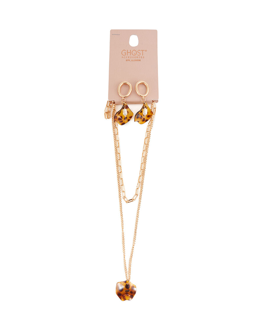 Set collar + aros mujer animal print