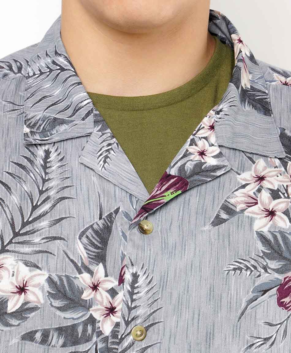 Camisa hombre casual dise&ntilde;o hojas y flores