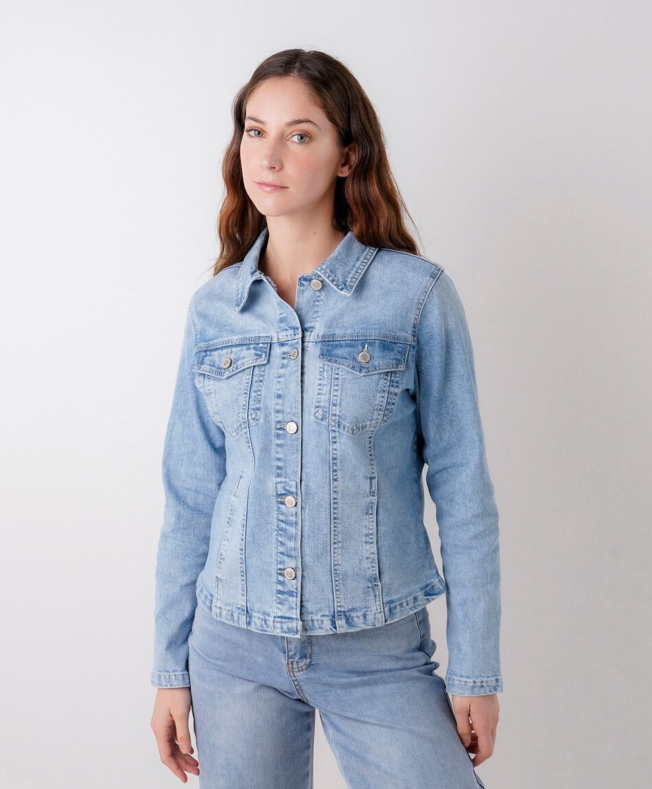 Campera mujer denim entallada
