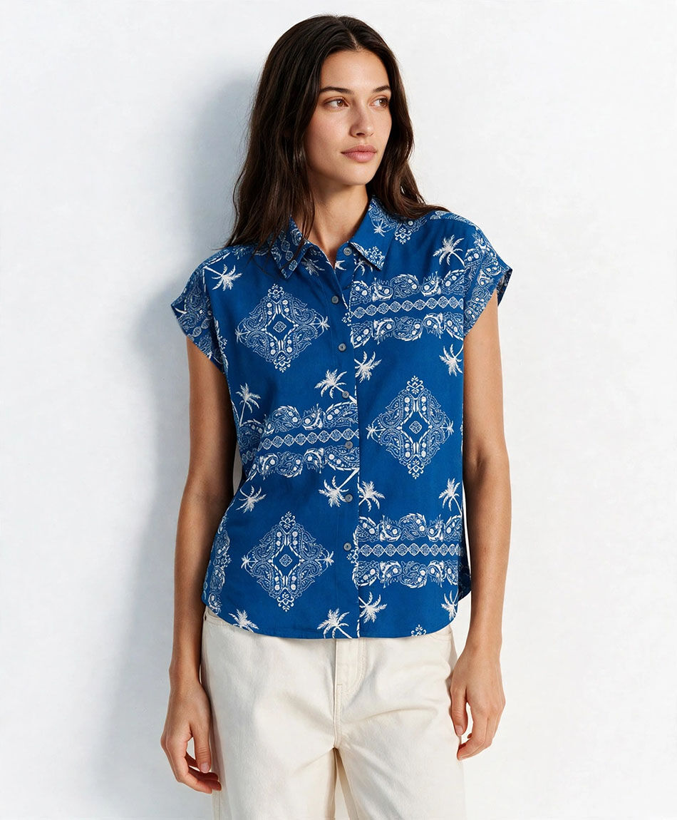Blusa mujer print azul