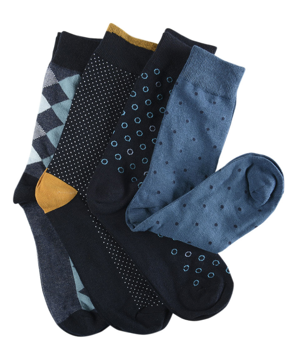 Pack 4 calcetines hombre puntos y rombos