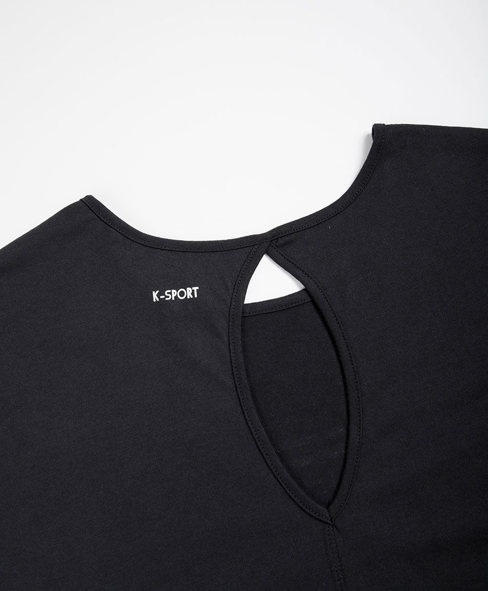 Remera deportiva mujer manga casquillo black