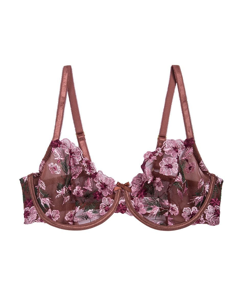Corpi&ntilde;o mujer mesh flores bordadas