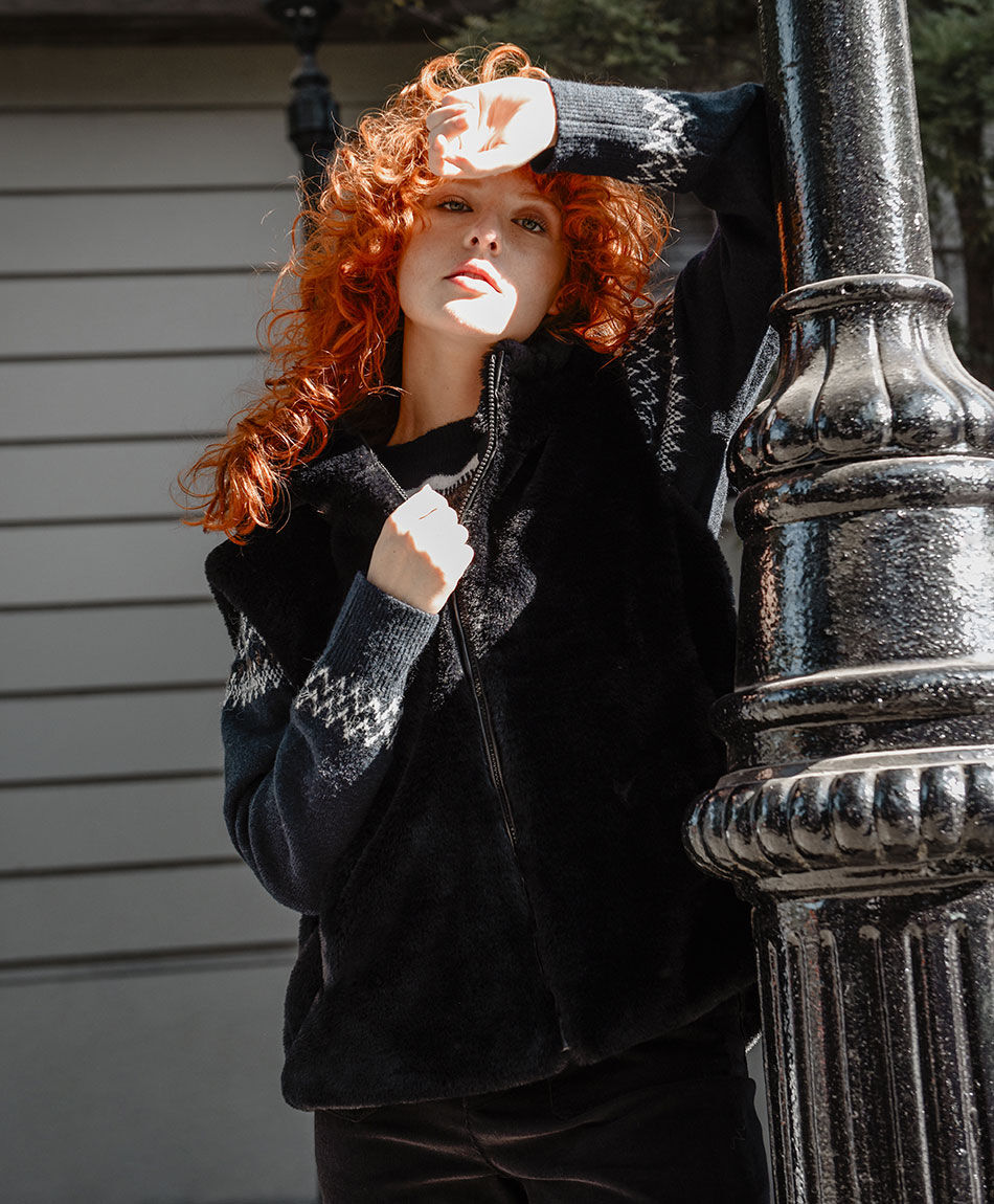 Campera mujer sin mangas piel