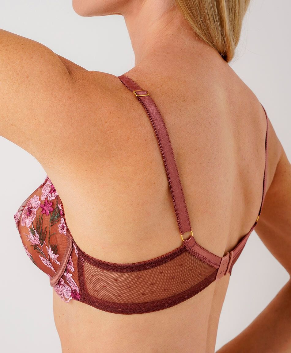 Corpi&ntilde;o mujer mesh flores bordadas