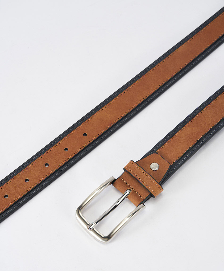 Cintur&oacute;n hombre doble caf&eacute; y negro