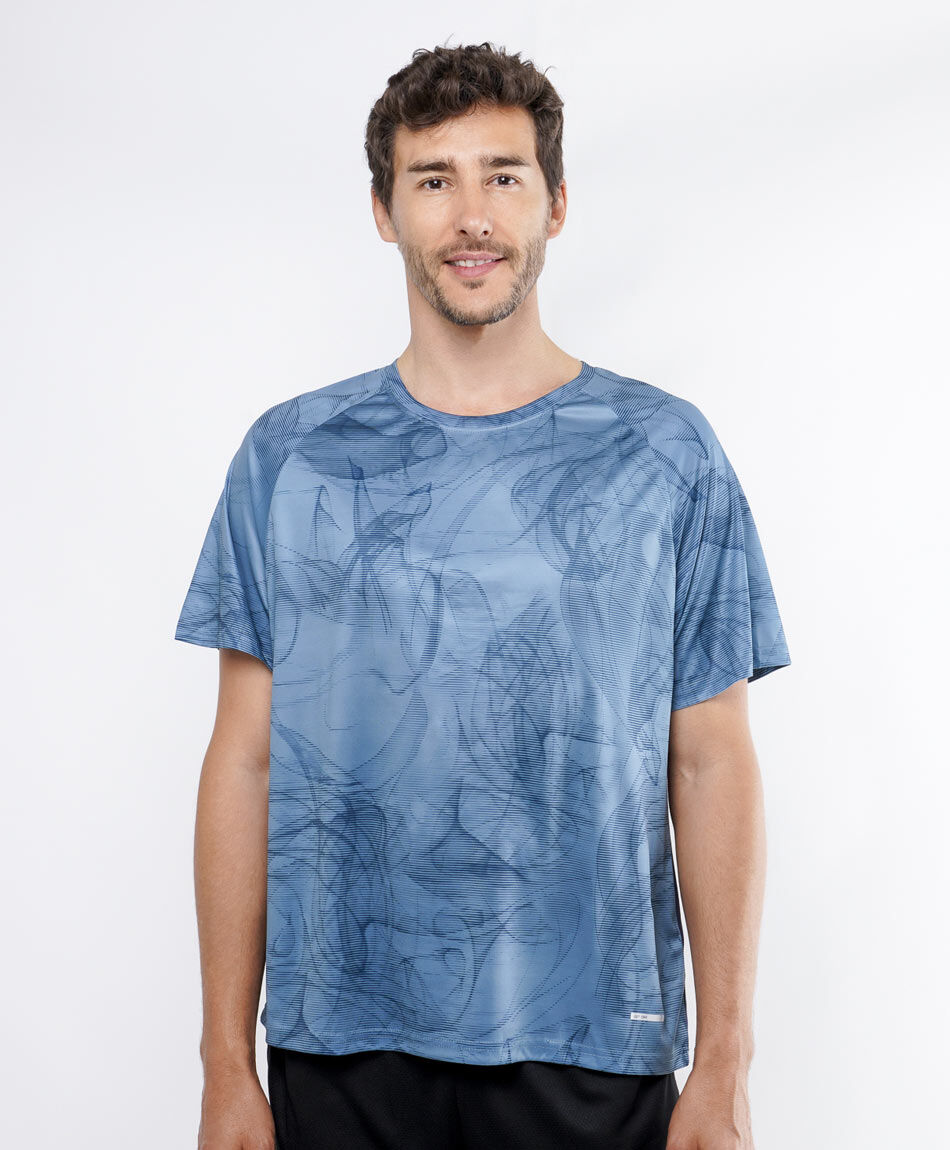 Remera deportiva hombre print azul