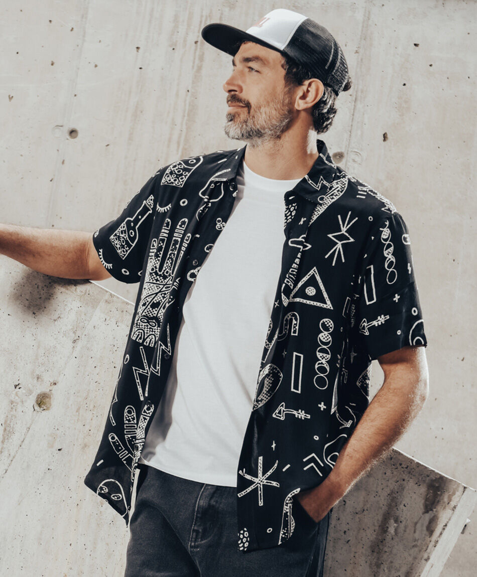 Camisa hombre dibujos viscosa