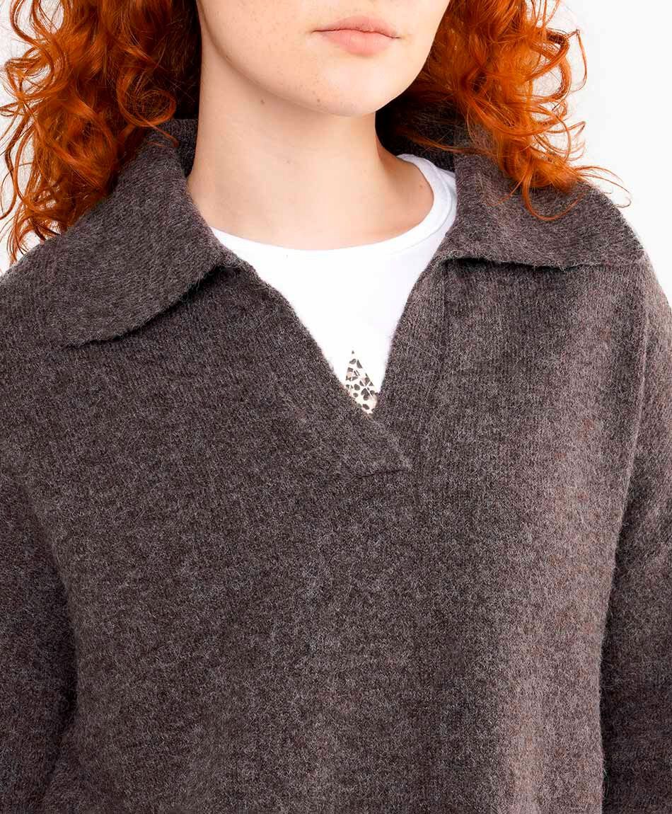 Sweater mujer cuello polo