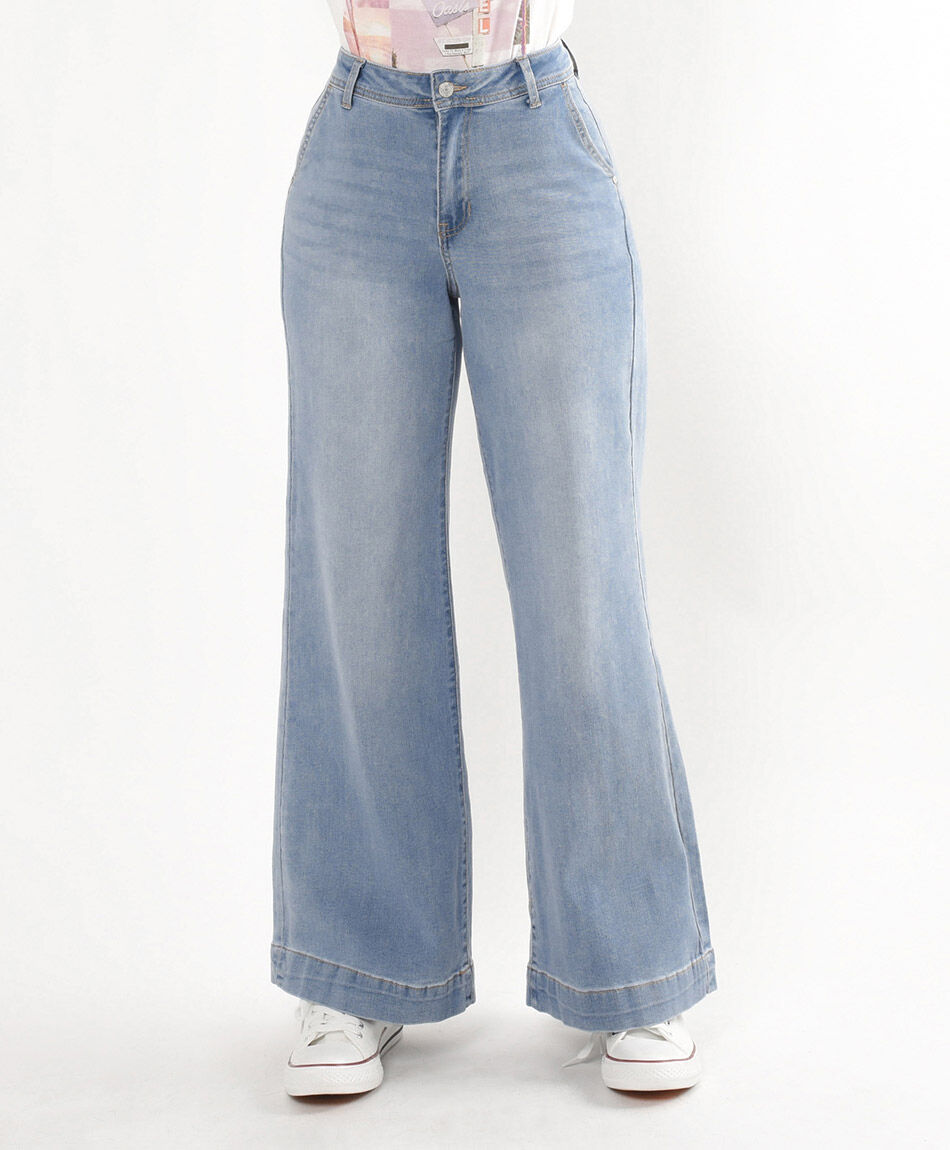 Jeans mujer bolsillo lateral wide