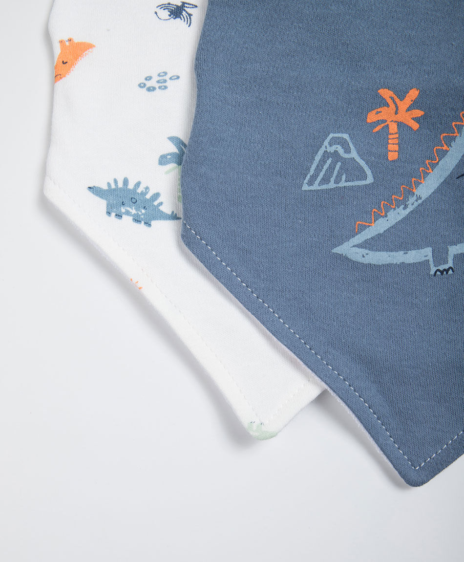 Pack 2 baberos beb&eacute; bandana dinosaurios