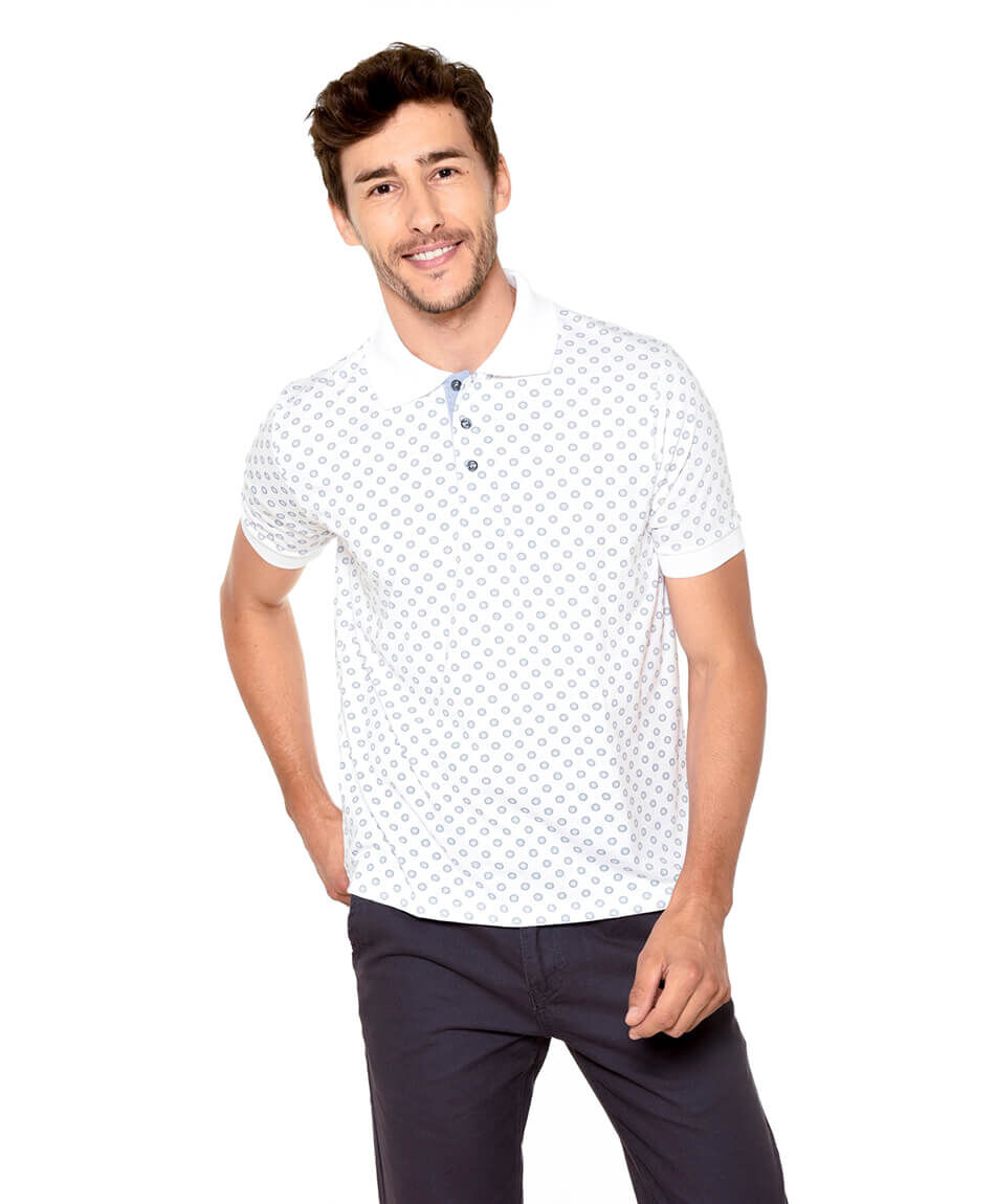 Polera cuello polo estampada