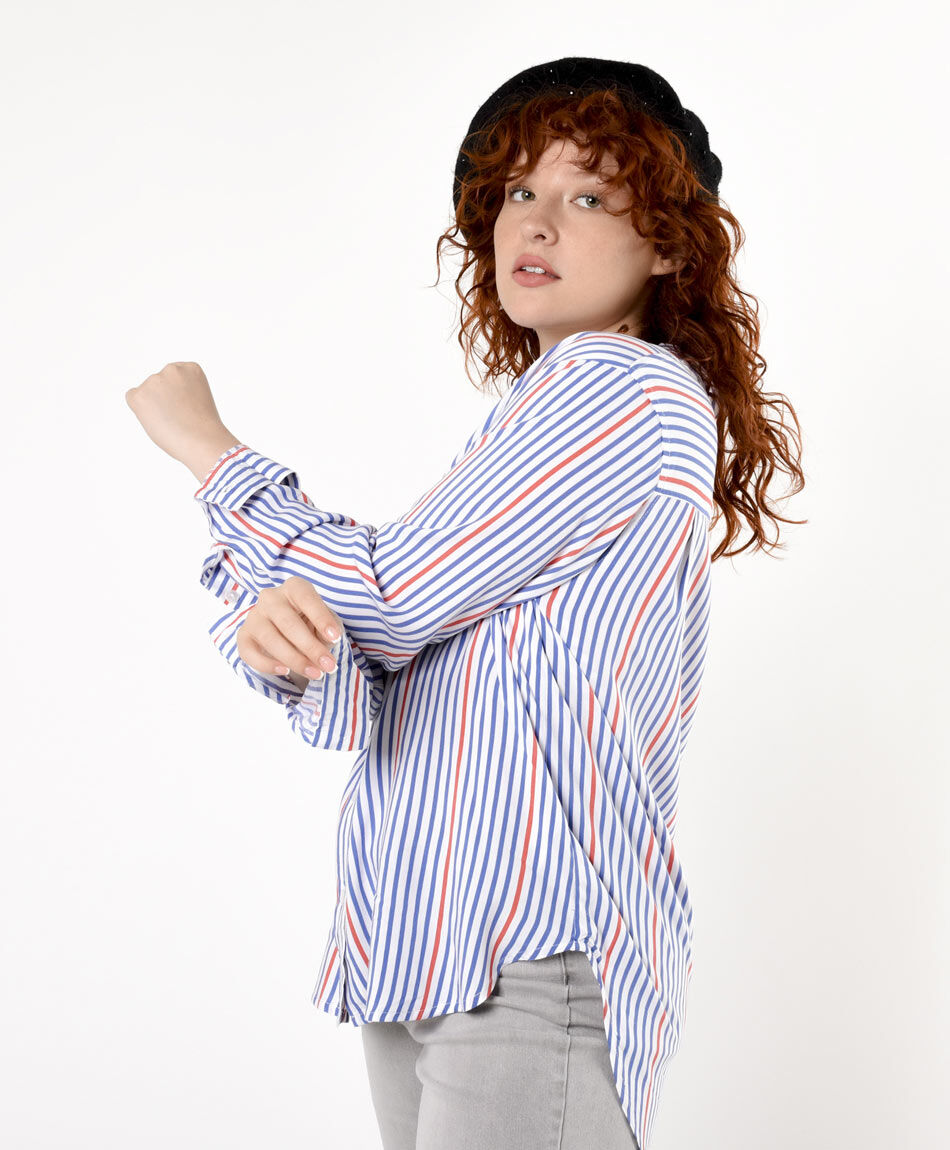 Camisa mujer l&iacute;neas bicolor