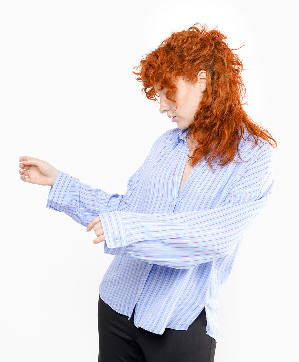 Camisa mujer l&iacute;neas blue