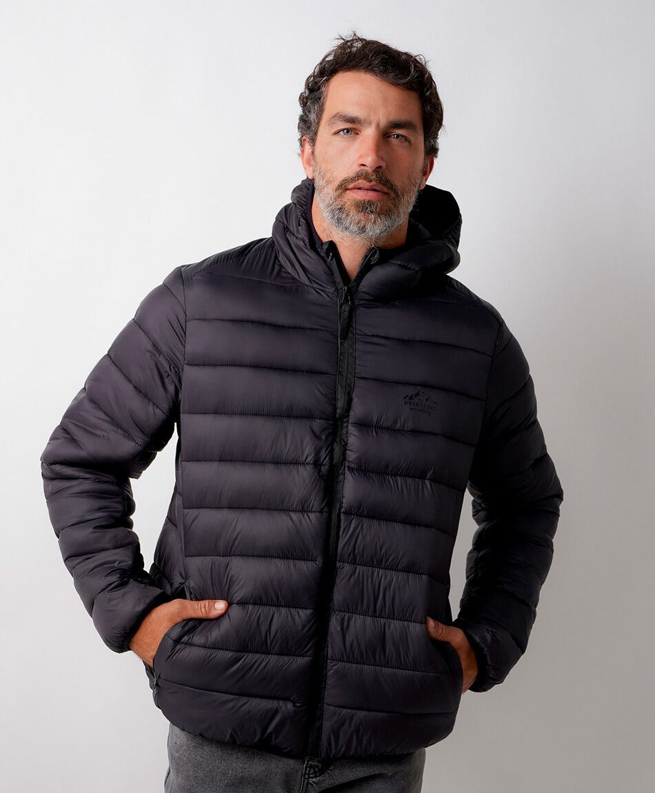 Parka hombre negra gorro