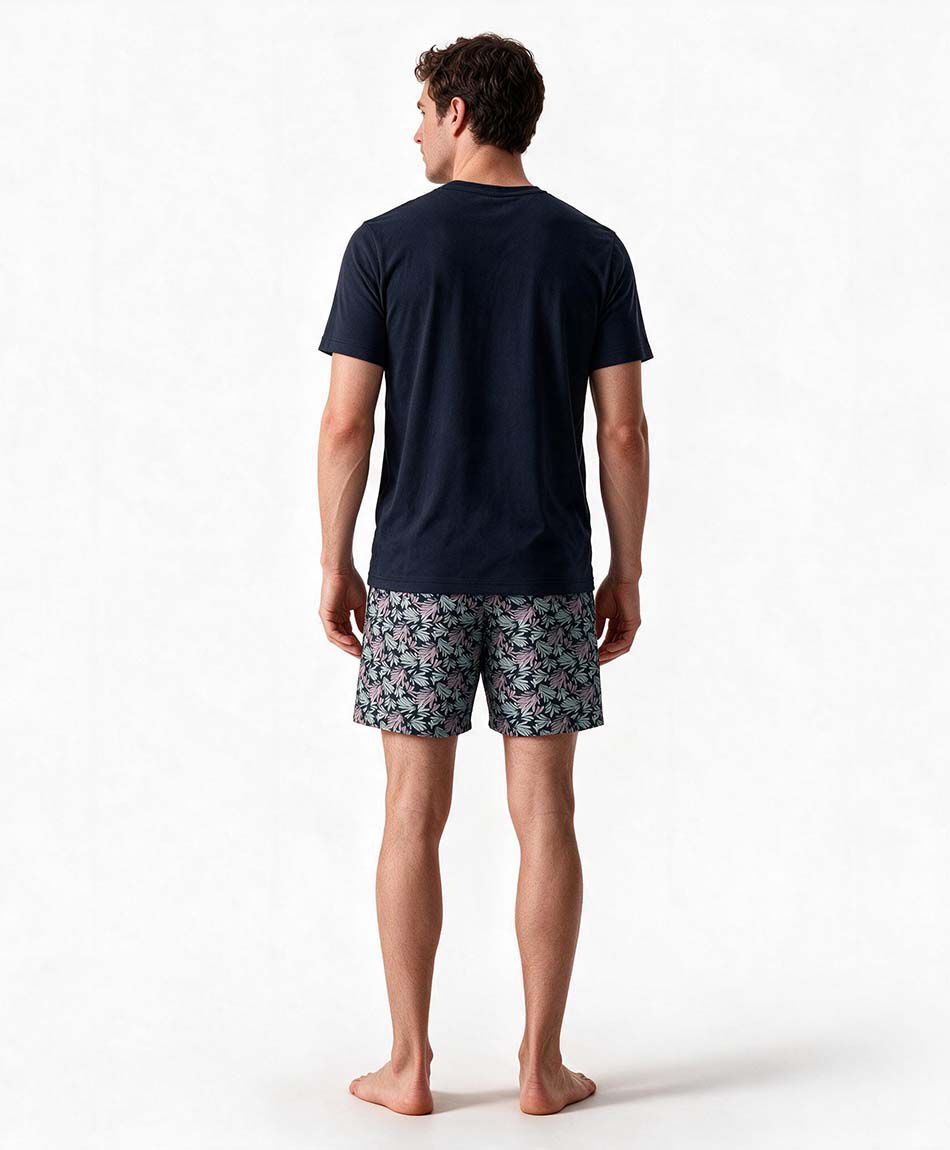 Pijama hombre hojas azul