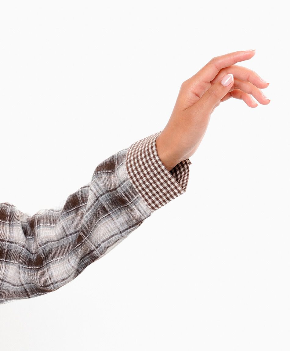 Blusa mujer escoc&eacute;s cuadros caf&eacute;