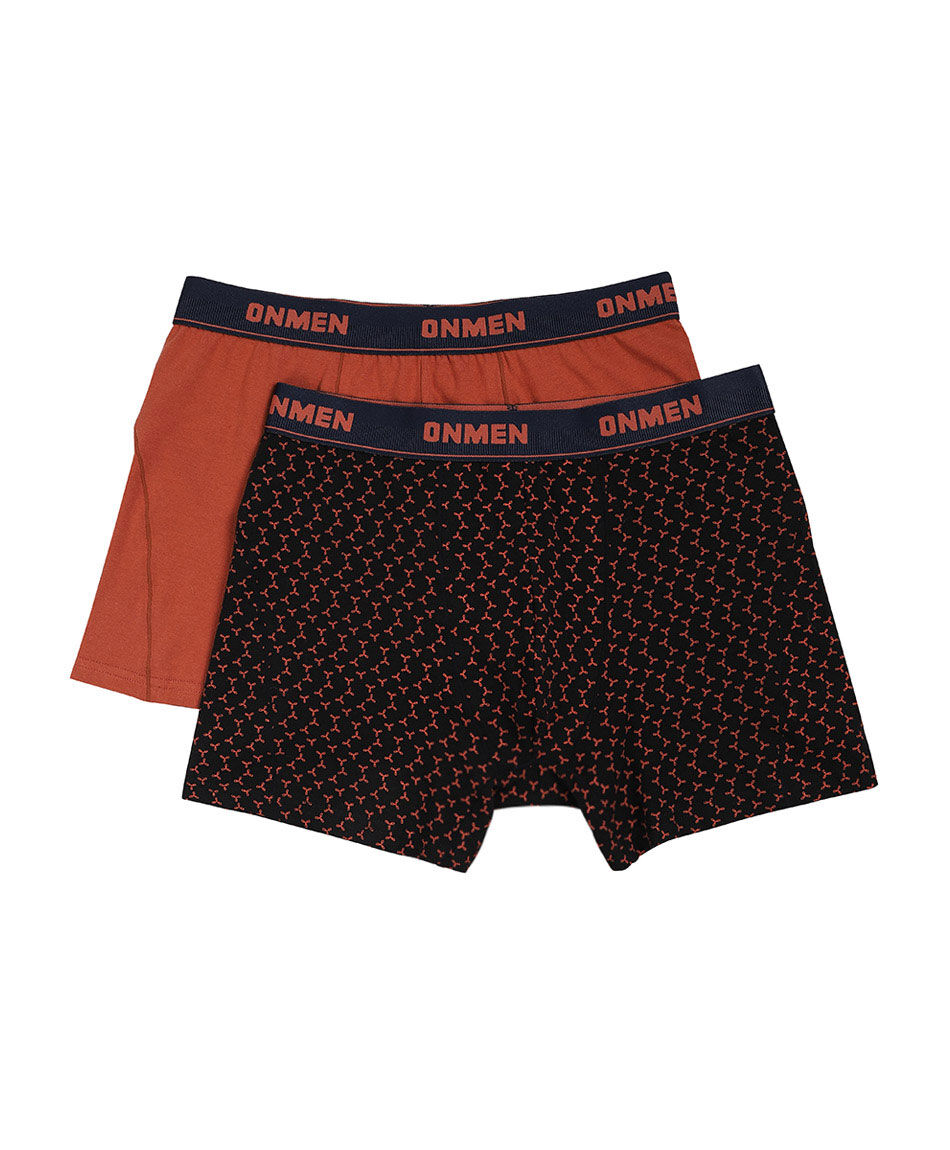 Pack 2 boxer hombre dise&ntilde;o estampado liso