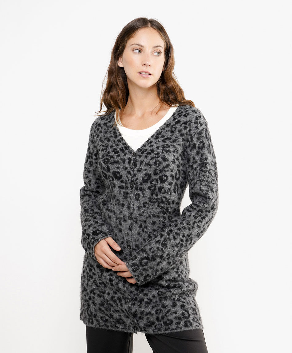 Cardigan mujer animal print grey