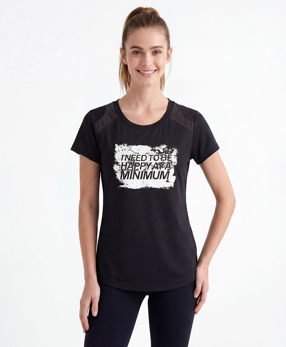 Remera deportiva mujer print foil