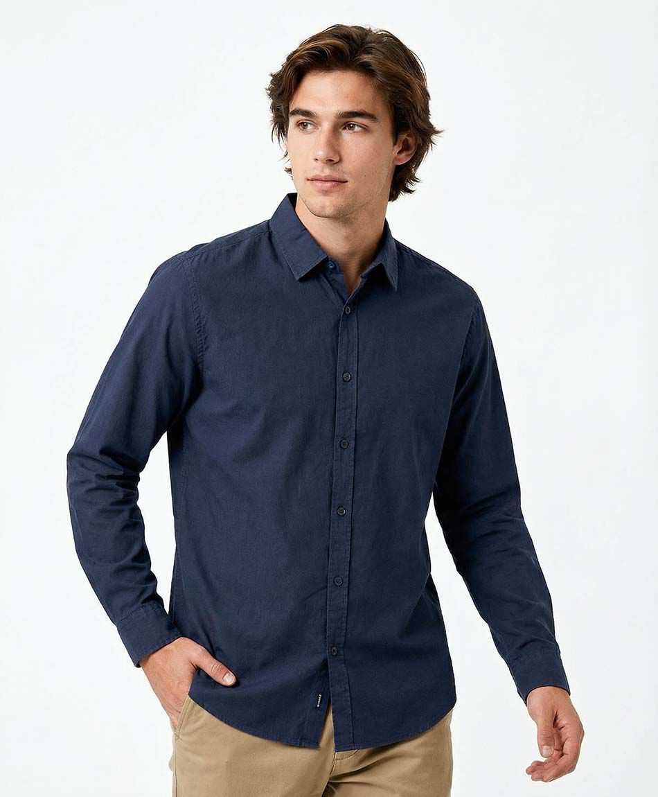 Camisa hombre lisa azul
