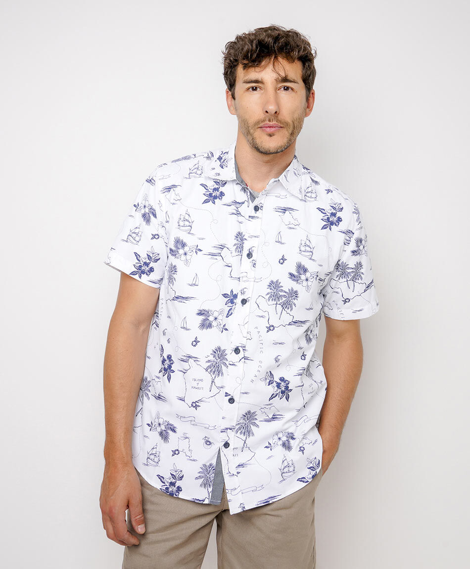 Camisa hombre casual dise&ntilde;o hawaii