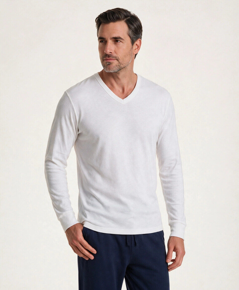 Camiseta hombre blanca cuello v