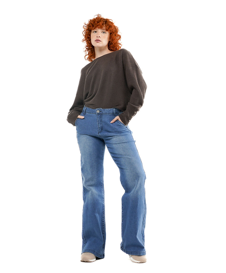 Jeans mujer bolsillo lateral wide