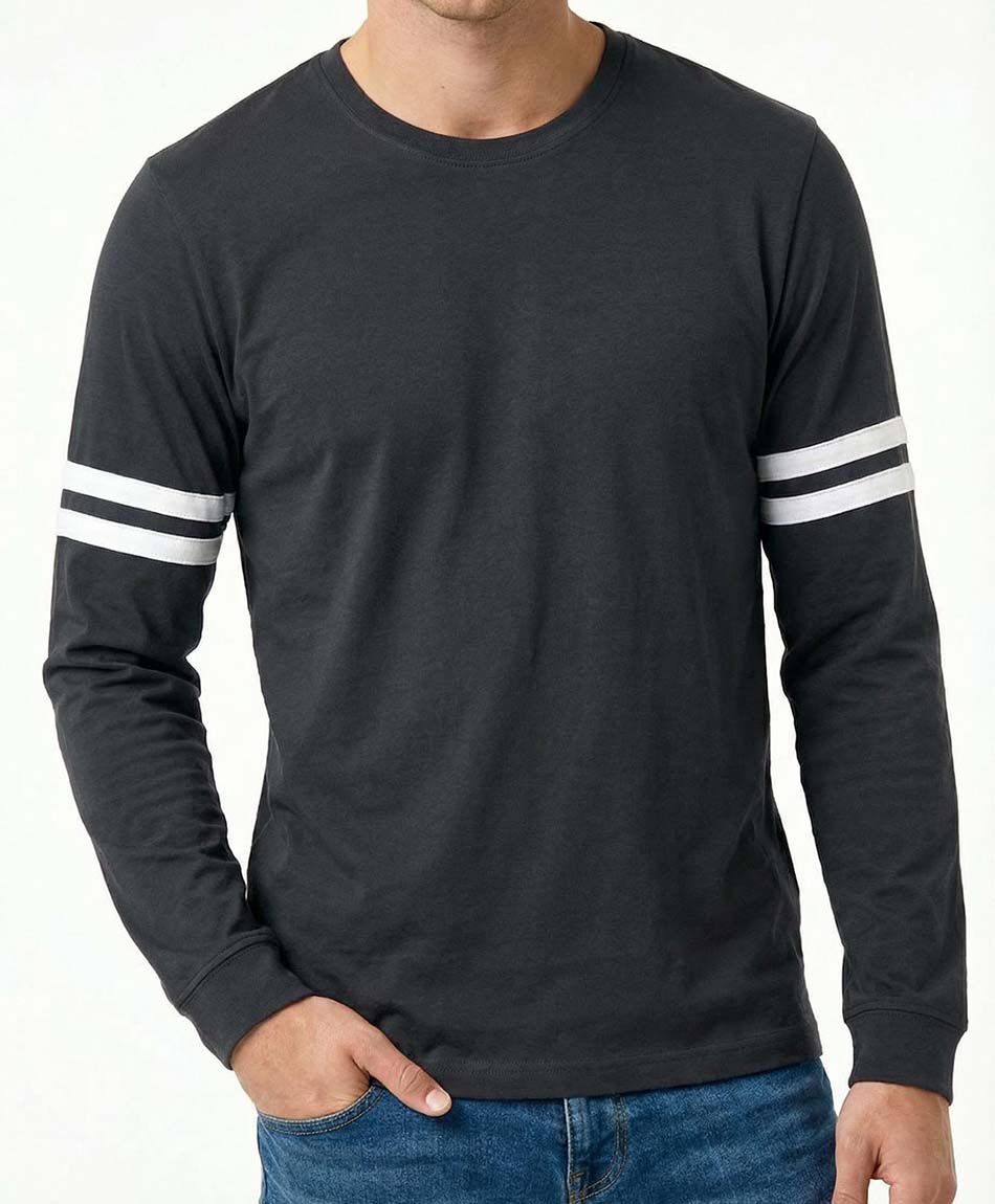 Remera hombre manga larga linea doble white