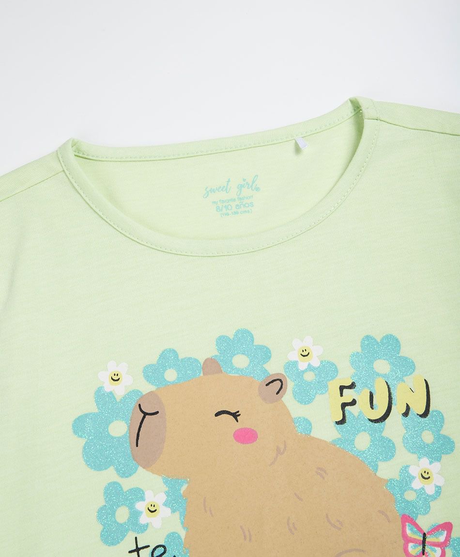 Remera ni&ntilde;a capibara fun