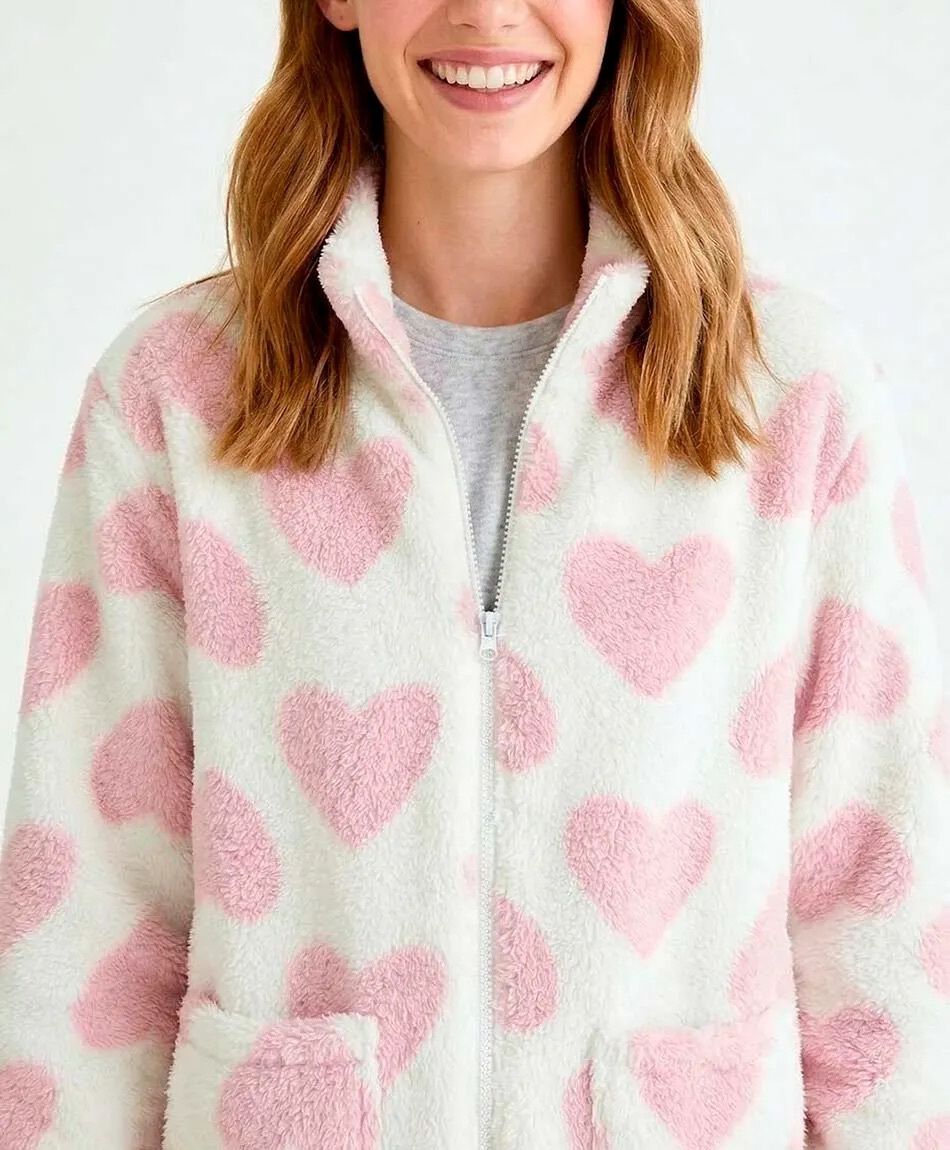 Poler&oacute;n manta mujer corazones