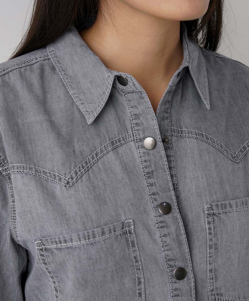Camisa mujer denim gris