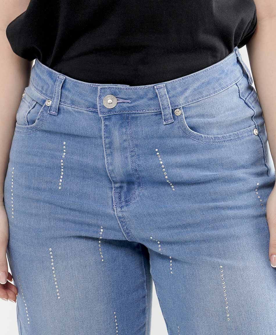 Jeans mujer brillos wide