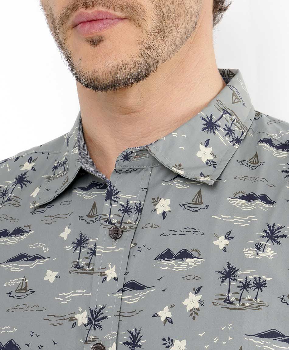 Camisa hombre casual estampado palmeras
