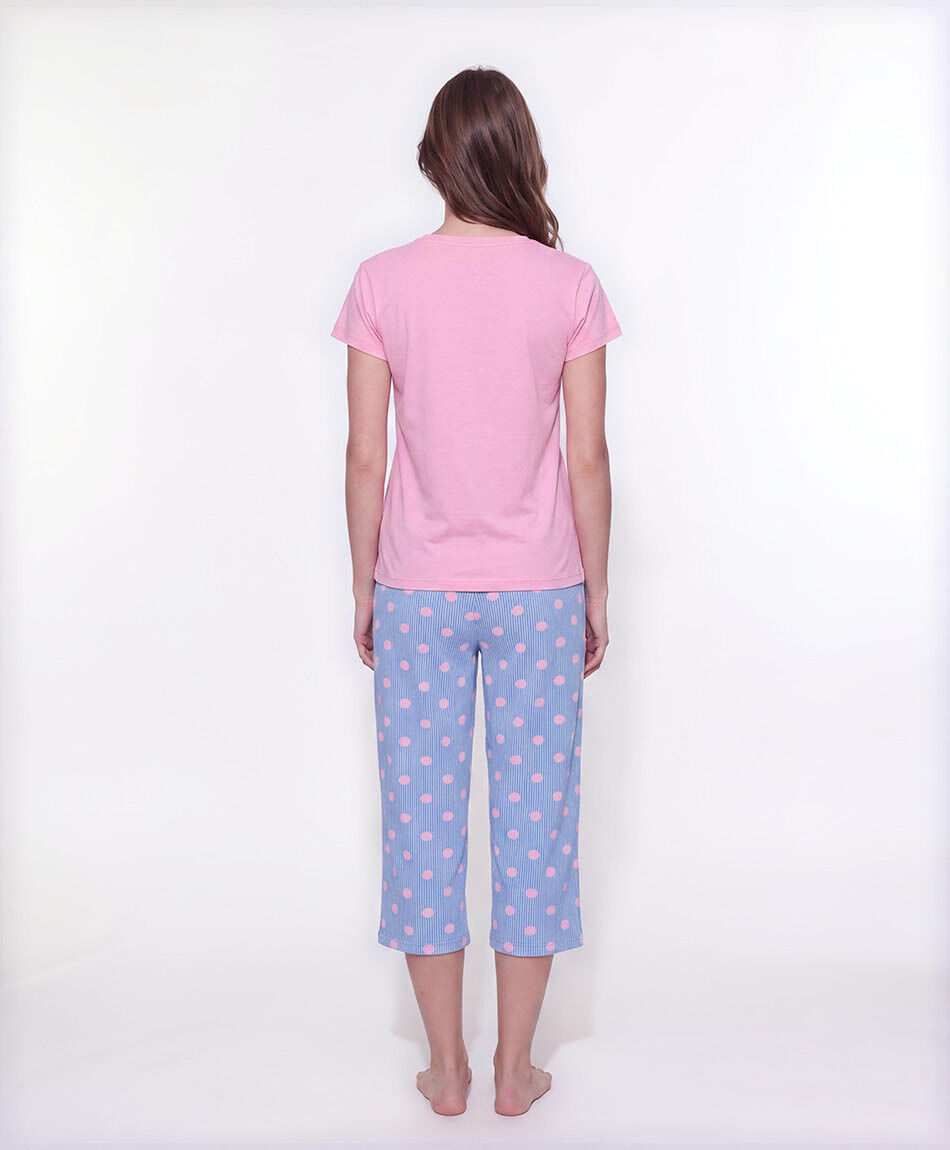 Pijama mujer capri puntos frase