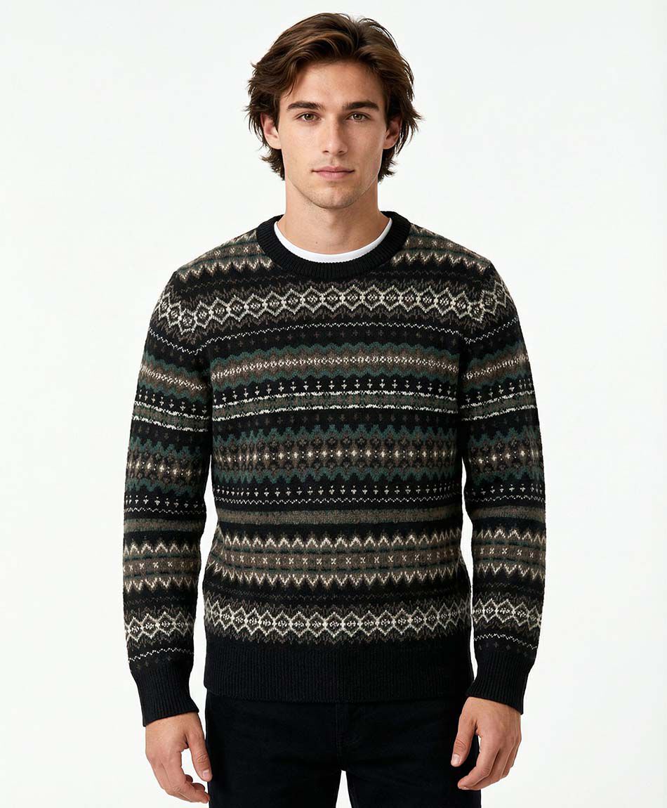 Sweater hombre ajuste c&oacute;modo caf&eacute;